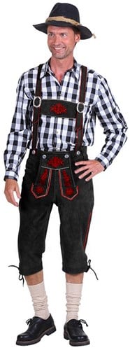 Lederhose Kniebund Zwart Rundleer
