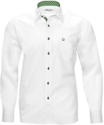 Tiroler Trachten Slimfit Overhemd (Witte-Groene blokjes)