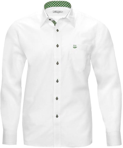 Tiroler Trachten Slimfit Overhemd (Witte-Groene blokjes)