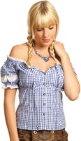 Blauw/Witte Tiroler Dames Blouse Carmen