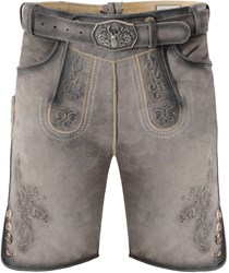 Lederhose Geitenleer Karl Grijs met Riem