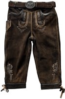Geitenleer Lederhose Kniebund Donkerbruin met Riem (zonder bretels)