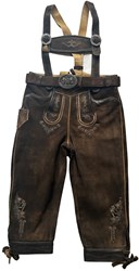 Kniebund Geitenleer Lederhose Donkerbruin met Riem