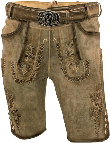 Lederhose Rudi Geitenleer Kort met Riem