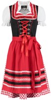 Dirndl Zwart-Rood met Stippen 60cm Luxe 3dlg. (voorkant)