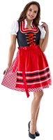 Zwart-Rood met Stippen Dirndl 60cm Luxe 3dlg.  