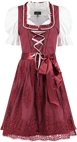 Wijnrood Dirndl met Witte Stippen 60cm (100% Katoen)