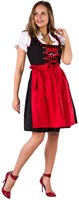 Dirndl Zwart-Rood 60cm Luxe 3dlg. (100% Katoen) (2)