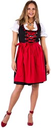 Zwart/Rode Luxe Dirndl 60cm 3dlg. (100% Katoen)