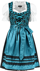 Dirndl Luxe Zwart-Antiek Blauw 60cm 3dlg.