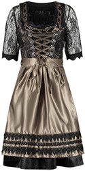 Zwart-Taupe Dirndl 60cm Luxe 3dlg.