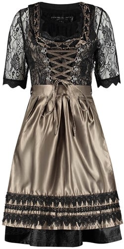 Zwart-Taupe Dirndl 60cm Luxe 3dlg.
