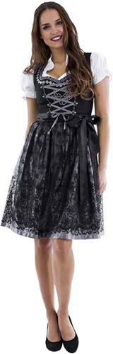 Dirndl Luxe Zwart-Zilver 65cm 3dlg