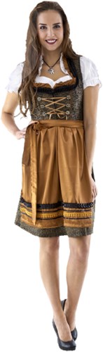 Dirndl JaquardZwart-Brons 60cm Luxe 3dlg
