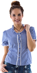 Trachtenblouse voor Dames Blauw/Wit (100% katoen)