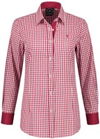 Tiroler Dames Trachtenblouse Rood/Wit Geruit Luxe 