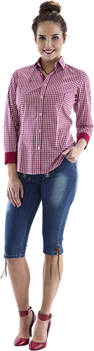 Luxe Tiroler Trachtenblouse Rood/Wit Geruit voor dames