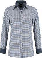 Trachtenblouse Tiroler Blauw/Wit Geruit Luxe voor dames