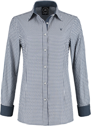 Trachtenblouse Tiroler Blauw/Wit Geruit Luxe voor dames