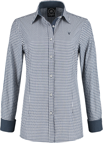 Trachtenblouse Tiroler Blauw/Wit Geruit Luxe voor dames