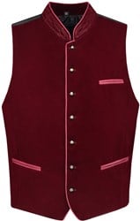 Trachten Tiroler Vest Wijnrood (Polyesther Fluweel) 