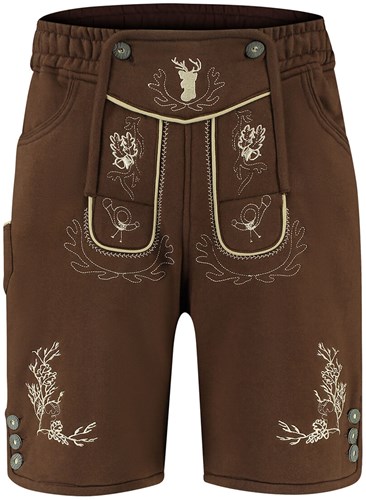 Luxe Heren Lederhose Bruin (Joggingstof)