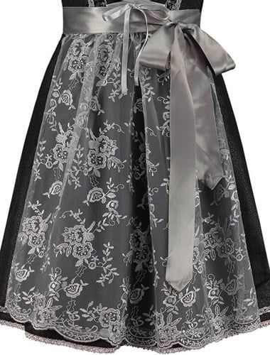 Zilvergrijs Dirndl Schort Kant