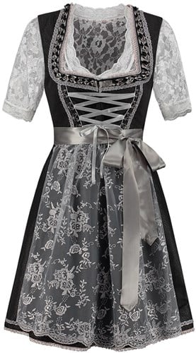 Dirndl Luxe Zwart-Zilvergrijs 60cm 2dlg.