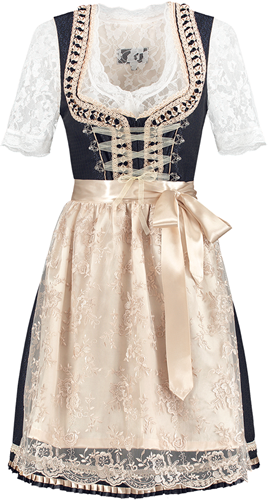 Dirndl Luxe Donkerblauw-Creme 60cm 2dlg.