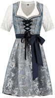 Luxe Dirndl Blauw-Grijs Bloemen (60cm) - 2dlg - 50 = 5XL