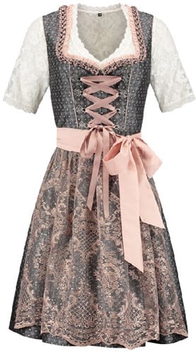 Luxe Dirndl Donkergrijs-Roze (60cm) - 2dlg