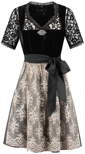 Luxe Dirndl Zwart Velvet-Taupe (65cm) - 2dlg