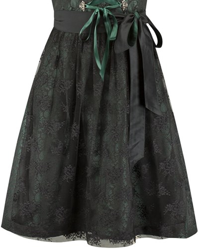 Dirndl Donkergroen-Zwart Luxe (60cm) - 2dlg (detail schort)