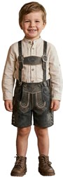 Grijze Lederhose voor kinderen (runderleer)