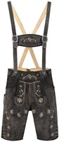 Kort Luxe Vintage Antraciet Heren Lederhose Rundleer