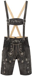 Kort Luxe Vintage Antraciet Heren Lederhose Rundleer