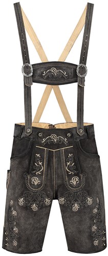 Kort Luxe Vintage Antraciet Heren Lederhose Rundleer