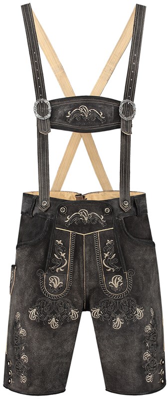 Kort Luxe Vintage Antraciet Heren Lederhose Rundleer