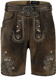 Vintage Heren Lederhose Kort Antiek Bruin (rundleer)