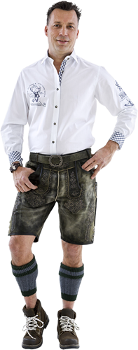 Luxe Heren Lederhose Kort Geitenleer Grijs Antiek