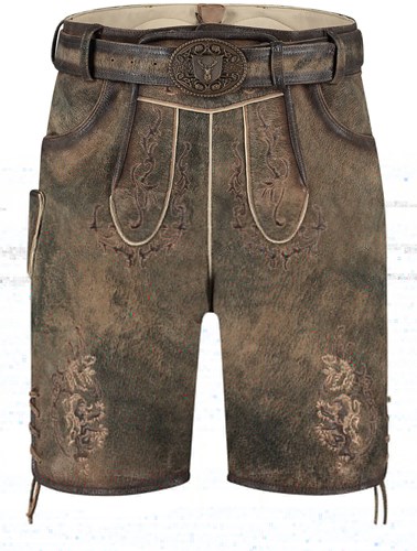 Lederhose Geitenleer Antiek Hout met Riem