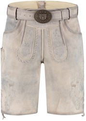 Lederhose Geitenleer Antiek Lichtgrijs met Riem