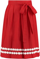 Rood Dirndlschort met Bloemenband