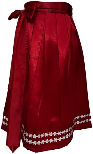 Rood Dirndlschort met Bloemenband (Katoensatijn)
