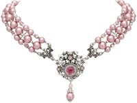 Trachten Tiroler Ketting Roze met Parels en Strass