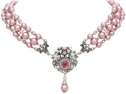 Trachten Tiroler Ketting Roze met Parels en Strass