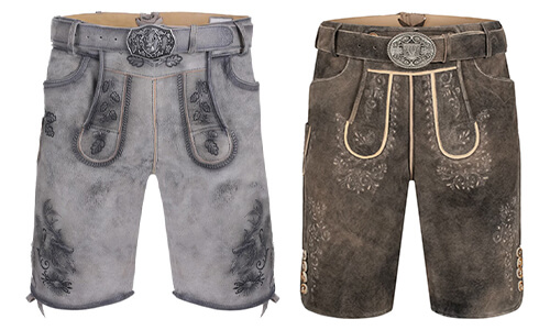 Heren Beierse kostuum - X-Large - Bruine Lederhosen stijl broek met traditioneel wit overhemd - Oktoberfest Fancy Dress