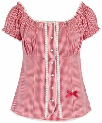 Oktoberfest Dames Blouse Zofie Rood-Wit