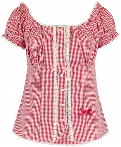 Oktoberfest Dames Blouse Zofie Rood-Wit