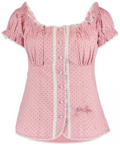 Oktoberfest Dames Blouse Zofie Roze-Wit